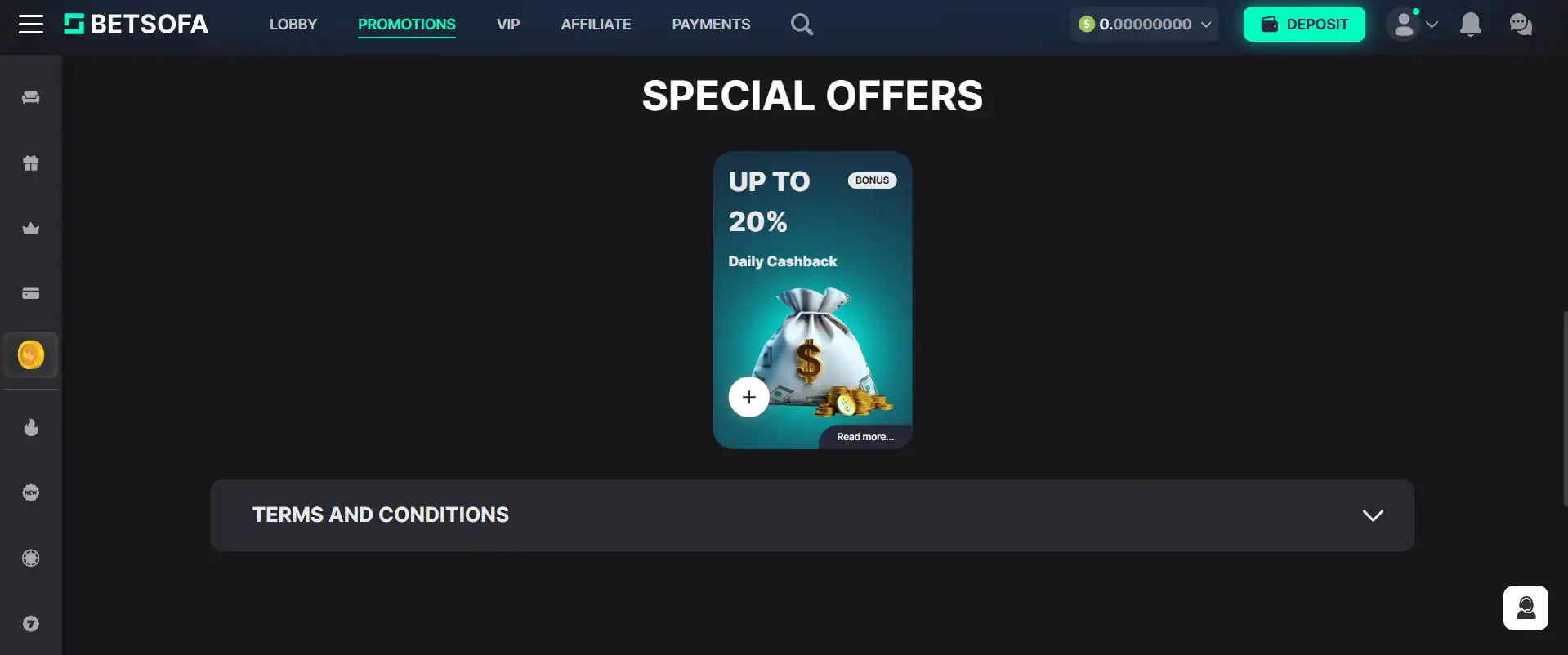 betsofa special offers