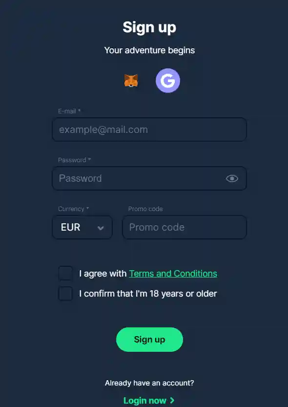 cryptobetsports sign up form