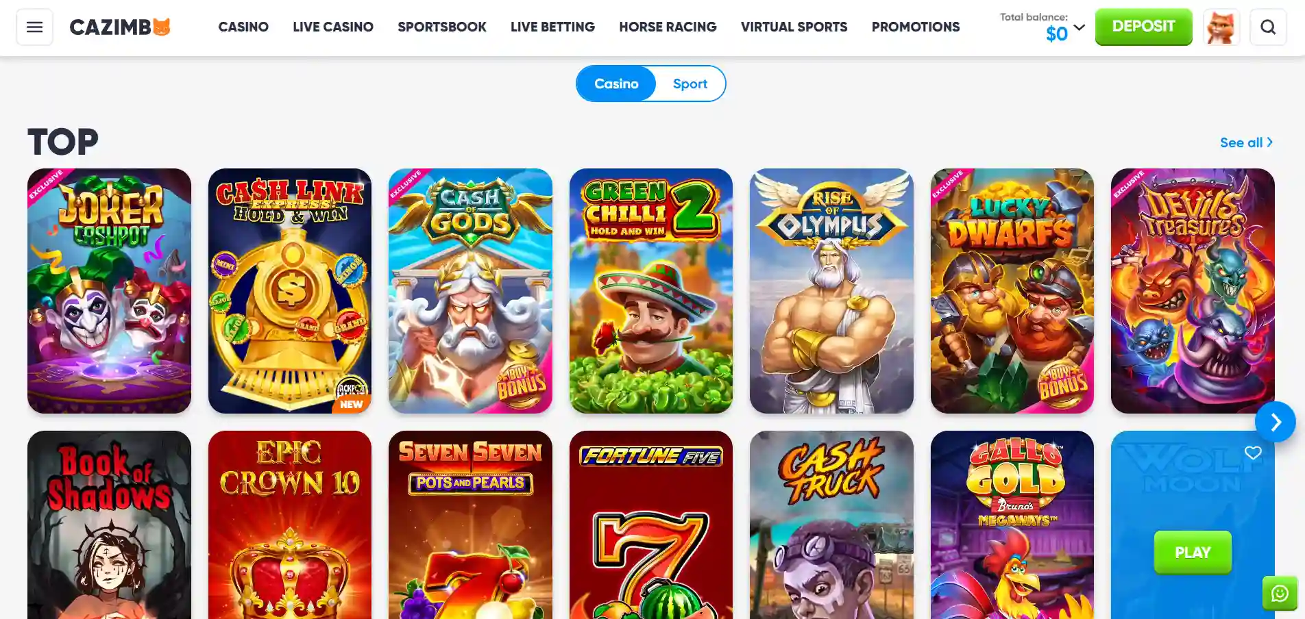 cazimbo casino games