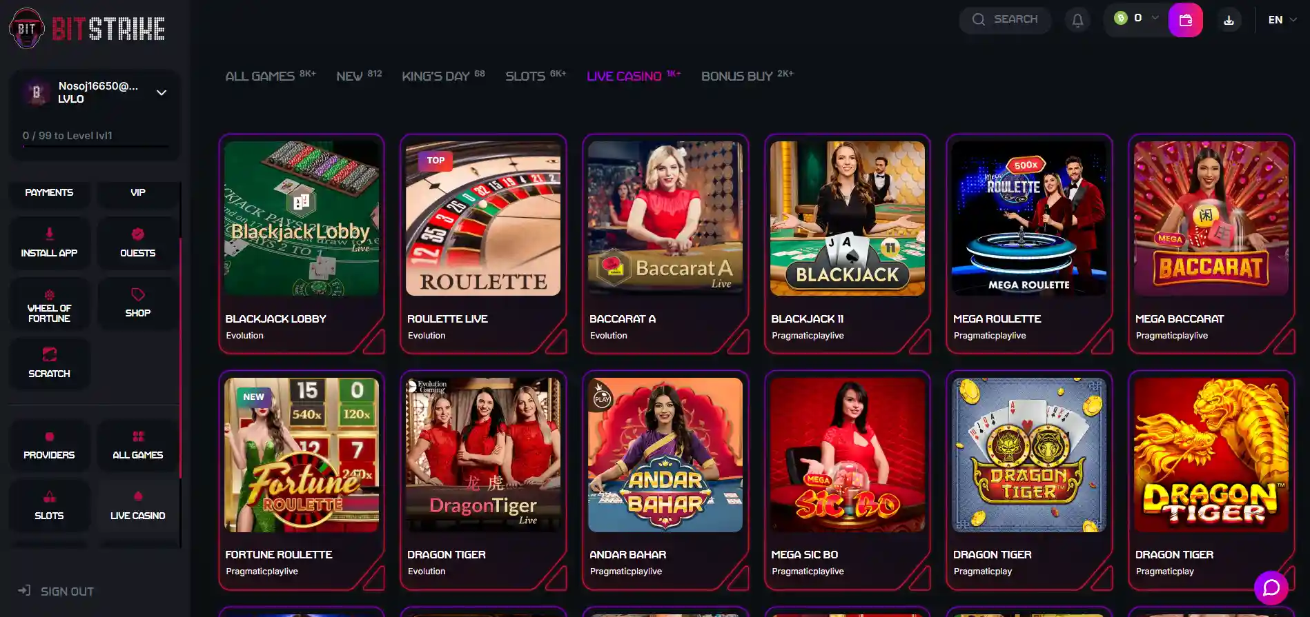 bitstrike live casino