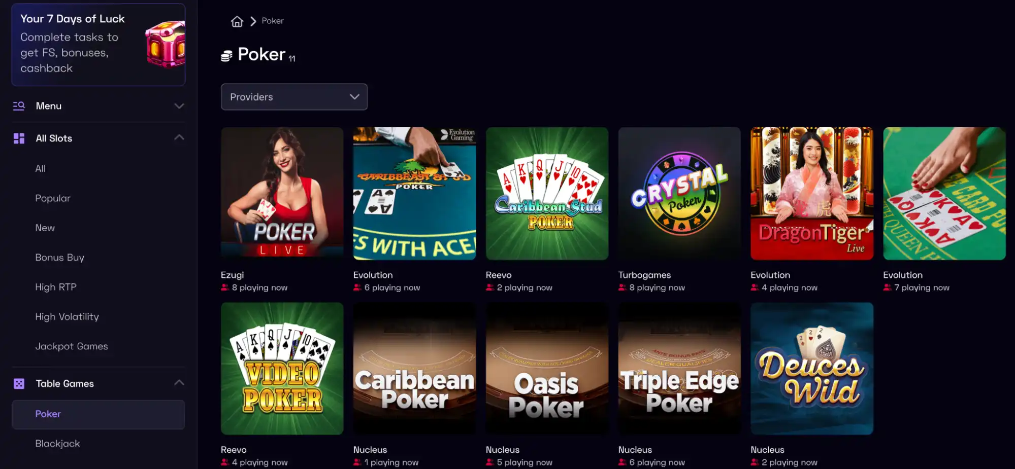 ybets table games